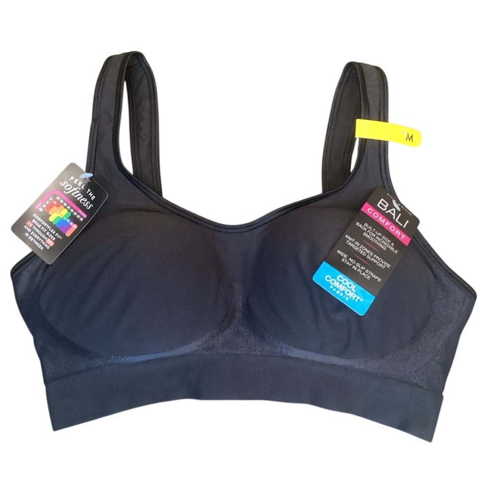 Bali Comfort Revolution Seamless Shaping Wireless Bra 3488 Black Medium NWT